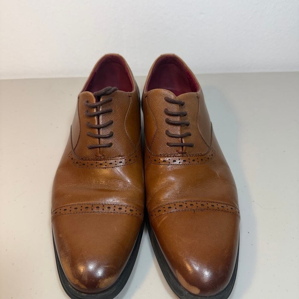 Stacy Adams Leather Cap Toe Oxford Dress Shoes Brown Mens Size‎ 10.5